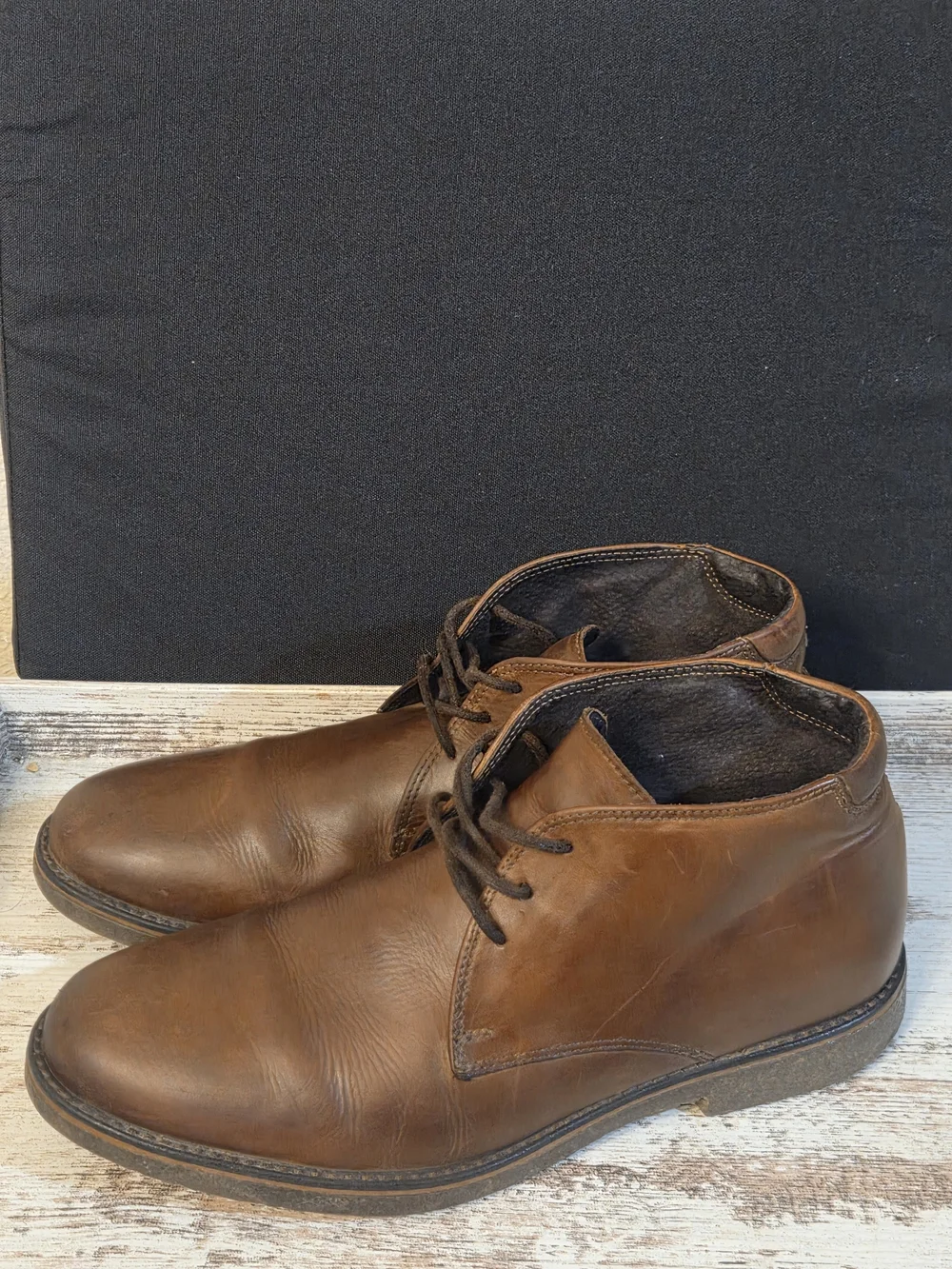 Alfani Brown Leather Chukka Boots - Lace-Up Men's Desert Style